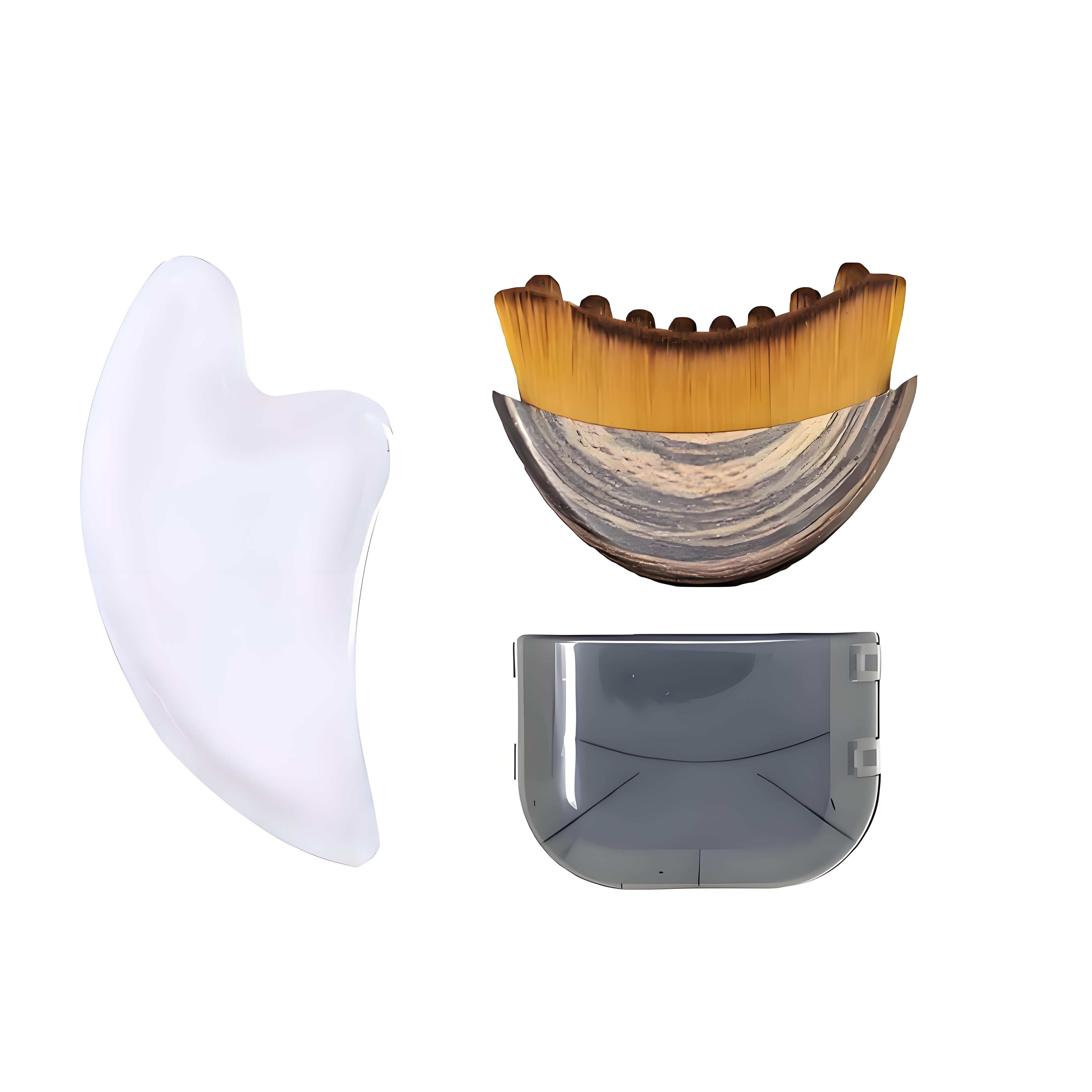 TEMU 2pcs Makeup Brush Set | Efficient Makeup Brushes, Facial Massage Brushes, Travel Makeup Brush Set With Lid, Lymphatic Contour Face Brush, With