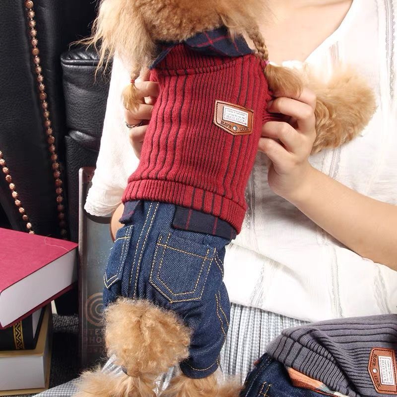 TEMU Dog Clothes Fall/ Teddy Bear Four-legged Outfit Thickened For Fall/winter Bichon Frise& Pomeranian Small Breed Spring/fall Pet Clothing