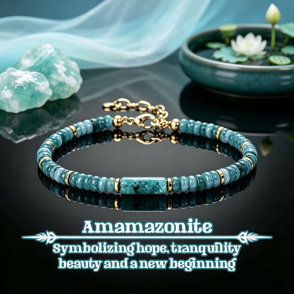 TEMU The Amazonite 6mm Tube Bead Bracelet Symbolizes , , Beauty, And A New Beginning, Abacus-shaped Natural Stone Jewelry With An Adjustable ,