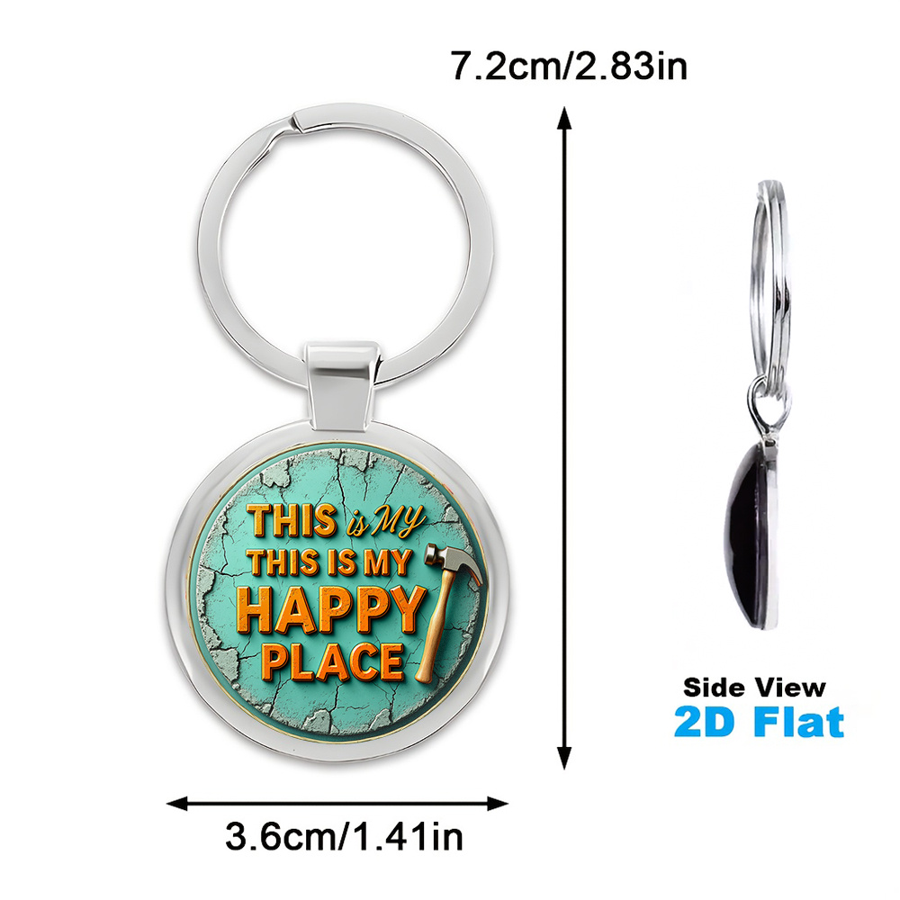 Happy Place Keyring 2d Flat 1pc Vintage Industrial Happy Place Keychain Temu Bahrain