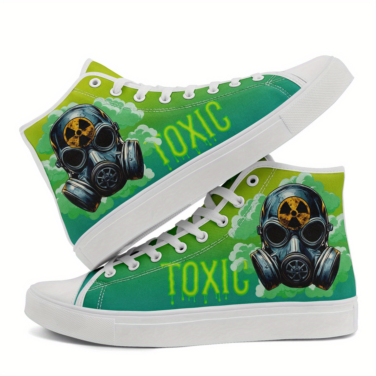 [High-Top Street Sneakers] Men's Mask High-Top Street Style Sneakers, Green Punk Footwear for Skaters, Trendy Casual Urban Wear Shoes for Daily Wear, Sport Walking Shoes Suitable for All Seasons