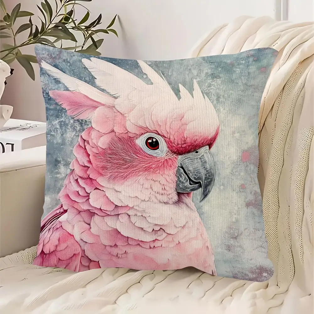 TEMU 18x18 Inch Plush Pillow Cover - Australian Parrot Watercolor Design, Double-sided Print, Zipper Closure - Decorating Sofas And Bedrooms