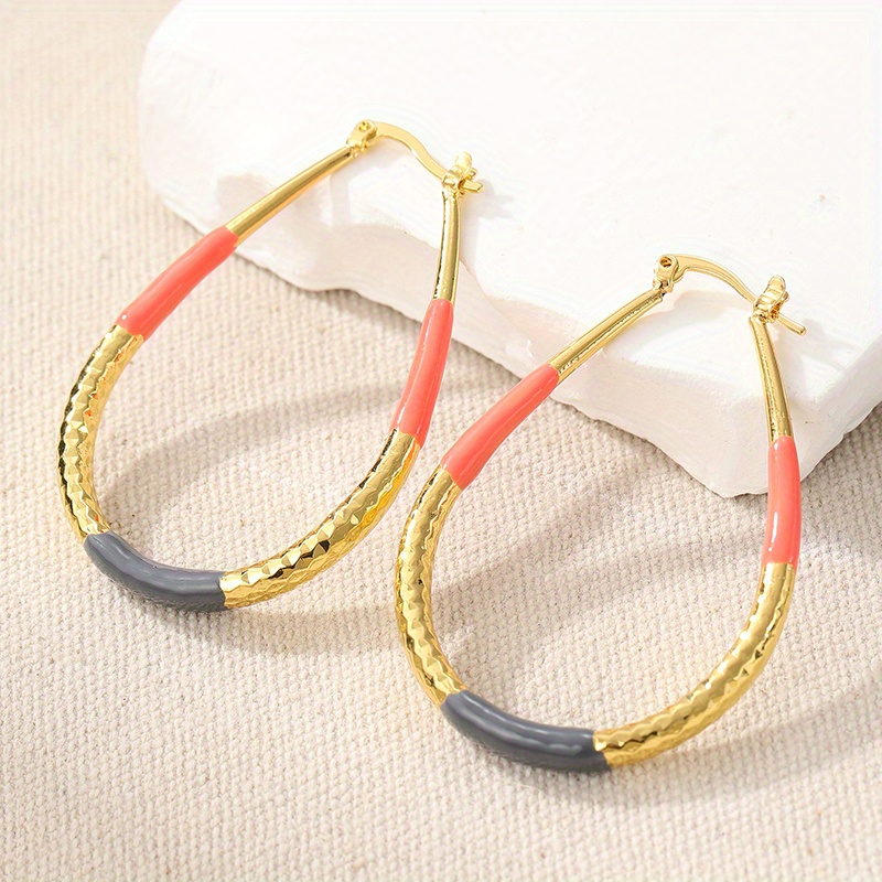 Women's Golden Color Crochet Carved Earrings, Trendy Design