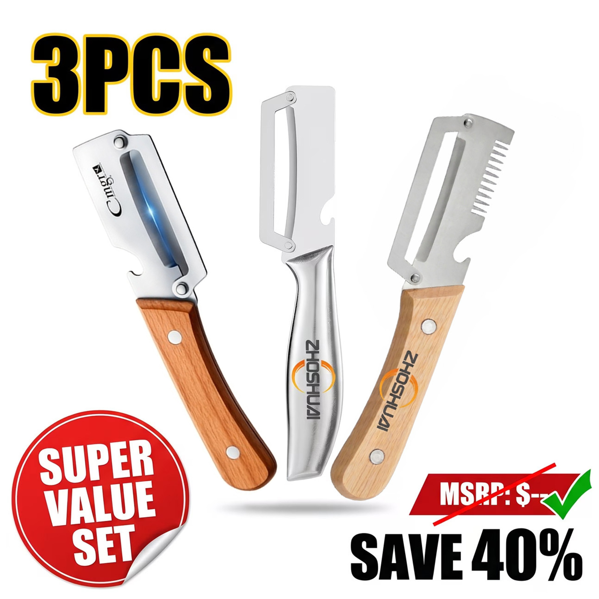 3pcs Vegetable Slicer And Fruit Peeler, Equipped With Ultra- Steel And Bottle Openers, Multifunctional Kitchen Tools, , Durable Kitchen Tool Gift, Suitable For Potatoes, , , And Pumpkins