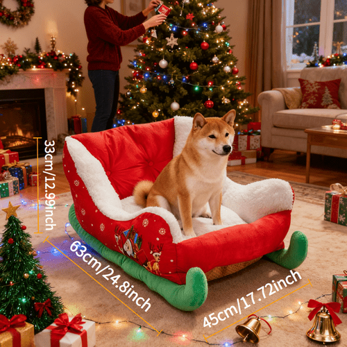 new year christmas plush bed extra large dog house comfortable polypropylene fabric suitable for to medium dog breeds soft indoor outdoor bed breathable washable durable holiday gift for indoor and outdoor use festive