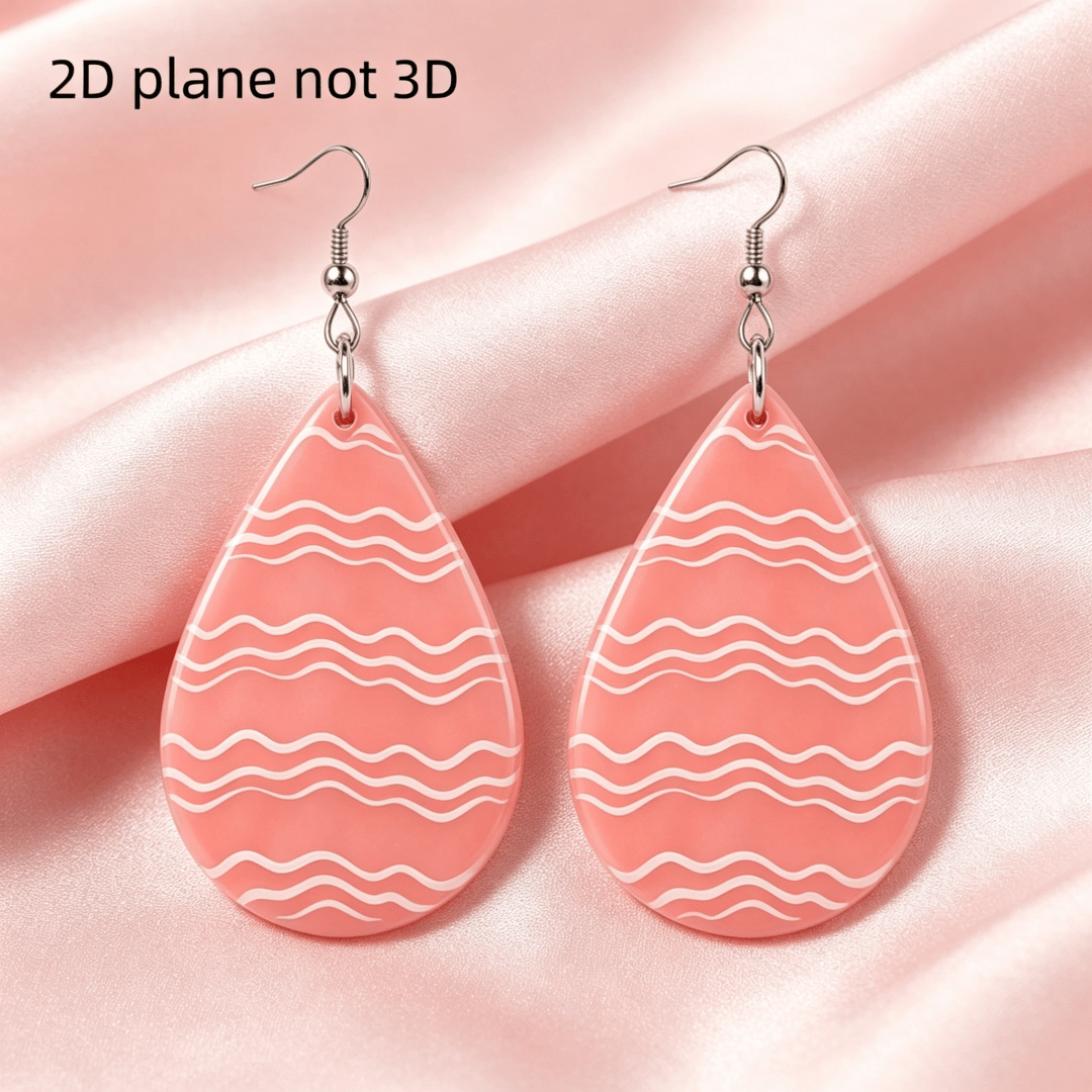 Minimalist Pink Wavy Teardrop Earrings, Acrylic