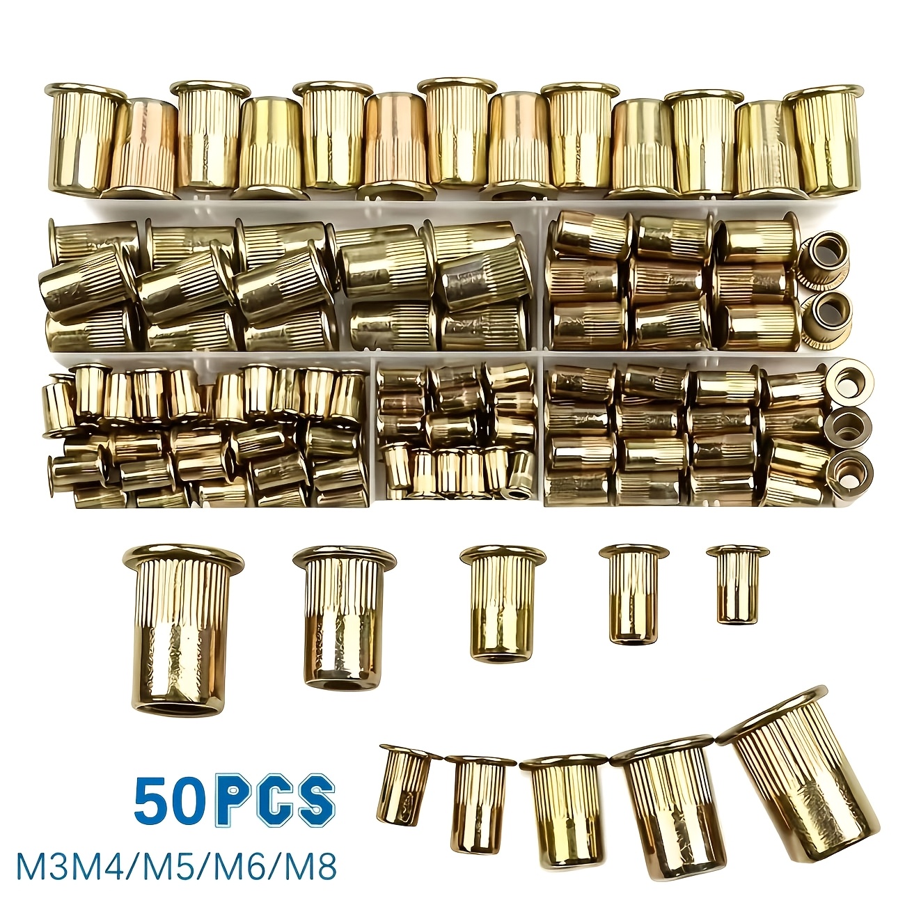 TEMU Professional Rivet Nut Tool Set, Cylindrical Rivet Nuts, , Sizes M3, M4, M5, M6, M8, Suitable For Thin Metal Sheets, Reliable Performance,