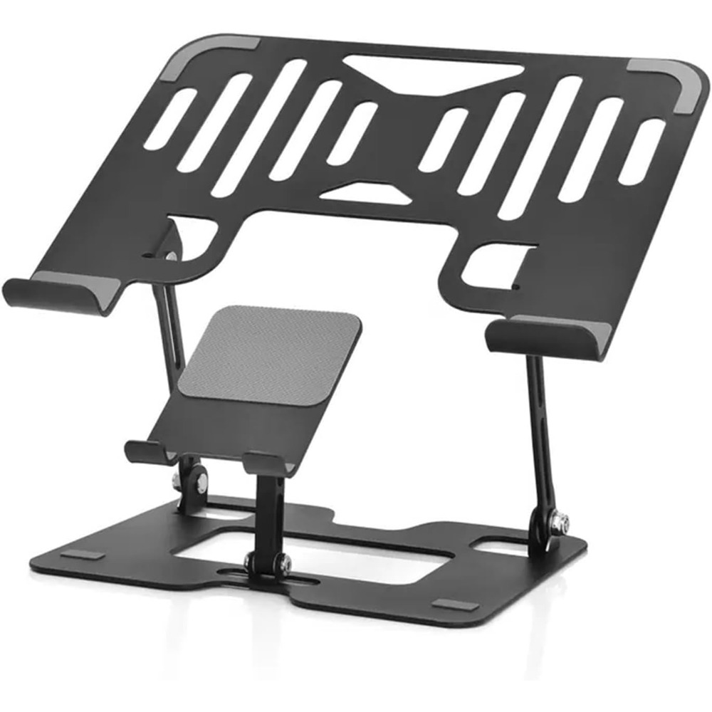 1 Set Carbon Steel 2in 1 Laptop Phone Stand Height Adjustable Foldable For Office Home Ergonomic Work
