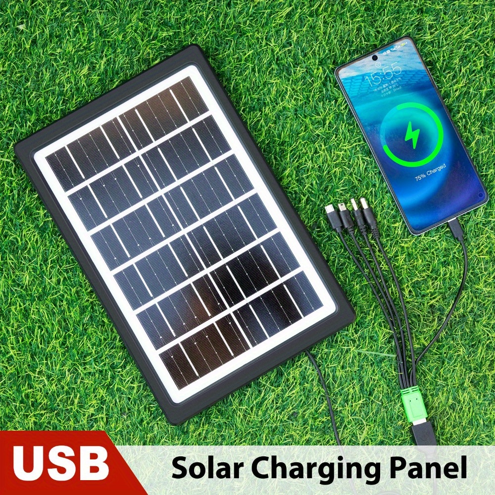 1 portable 6v 6w solar panel charger with usb safe charging stabilizer for power banks phones ideal for outdoor camping home use lightweight rectangular design backup battery included Product details 2