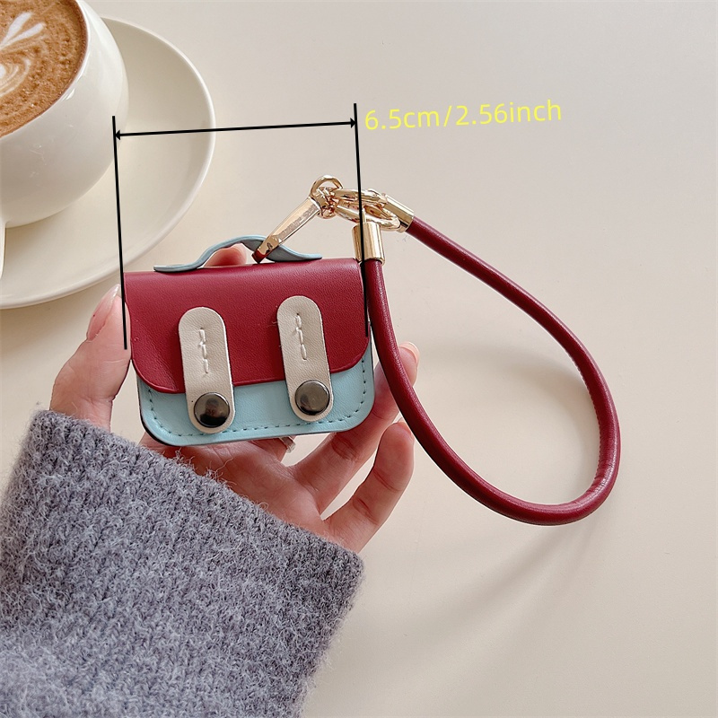 Korean Color-Blocking Backpack Is Suitable for Airpods Pro2/3 Protective Case with Lanyard Suitable for Earphone Shell Second And Third Generation Niche for Airpods 4 Protective Case