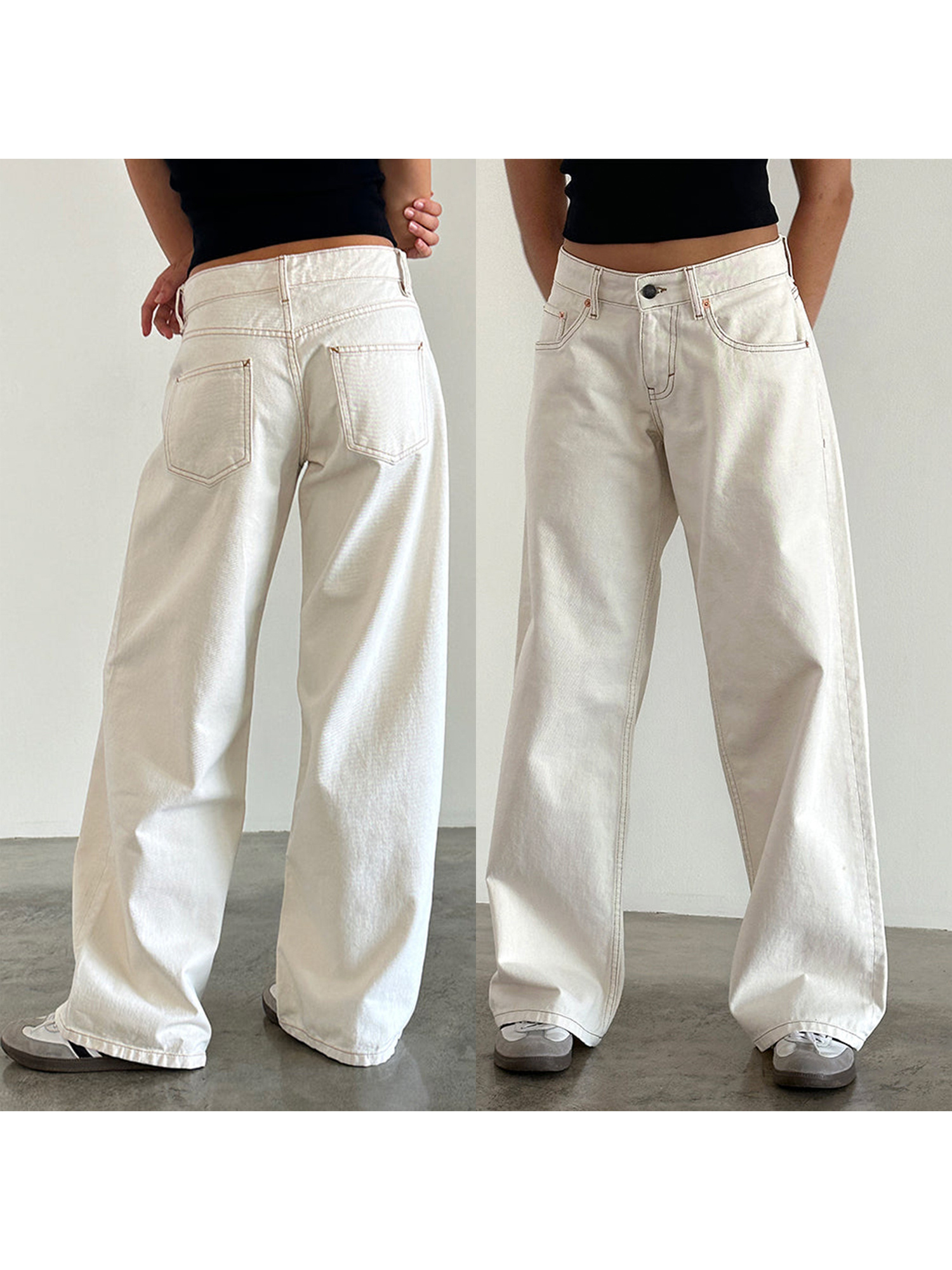 jeans droits en velours marron femmes taille basse Temu