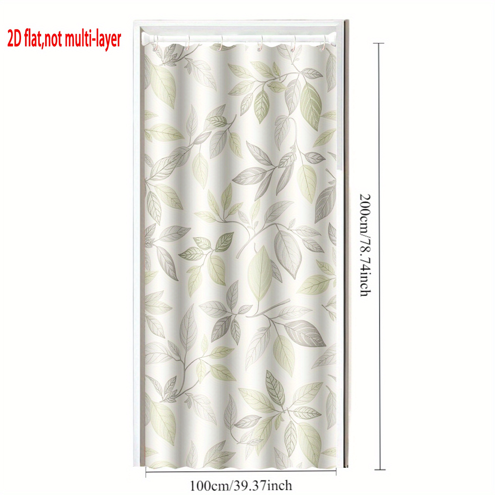 TEMU 2d Flat Elegant Floral Leaf Door Curtain- Polyester Fabric, , Suitable Living Room, Bedroom, Kitchen Partition, Washable, 2d Flat Design, Living