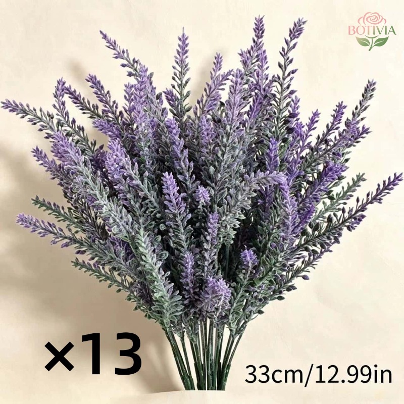 TEMU 13pcs Artificial Flowers Fake Lavender Artificial Purple Velvet Plastic Flowers Plants Suitable For Home Wedding Kitchen Window Frame Office