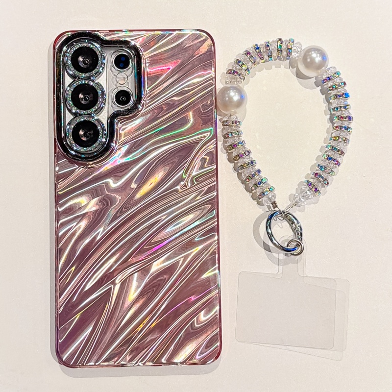 TEMU Phone Case: High-quality Sparkling Shell-pattern, -pattern, And Ripple-pattern Full-coverage Drop-proof Phone Case With Lanyard For Galaxy