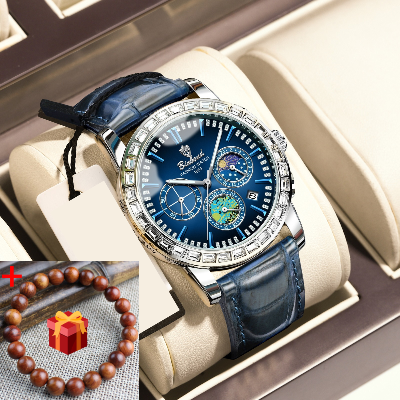 Image of Fashionable And Versatile Men's Watch, Classic Artistic Men's Watch, 6 Needle Dial, Suitable For Travel And Work, Fashionable Item, Trendy Men's Item, Super Gift For Boyfriend, Without Battery