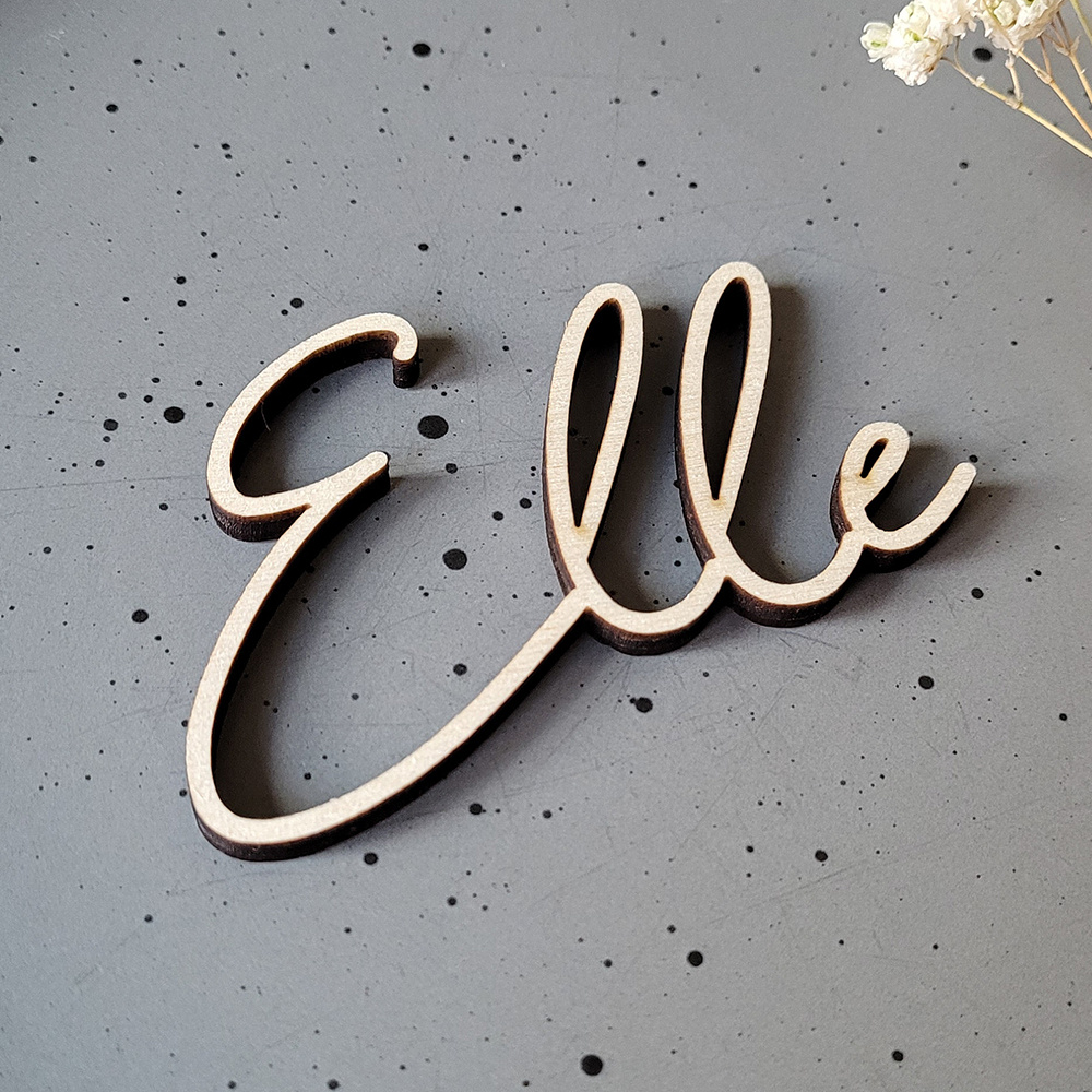 Image of Customize A Wooden Dining Table Name | Personalized Name | Wooden Name | Unique Wedding Gift | Wooden Laser Cut Name, Personalized Wedding Seat Card, Wooden Wedding Table Supplies