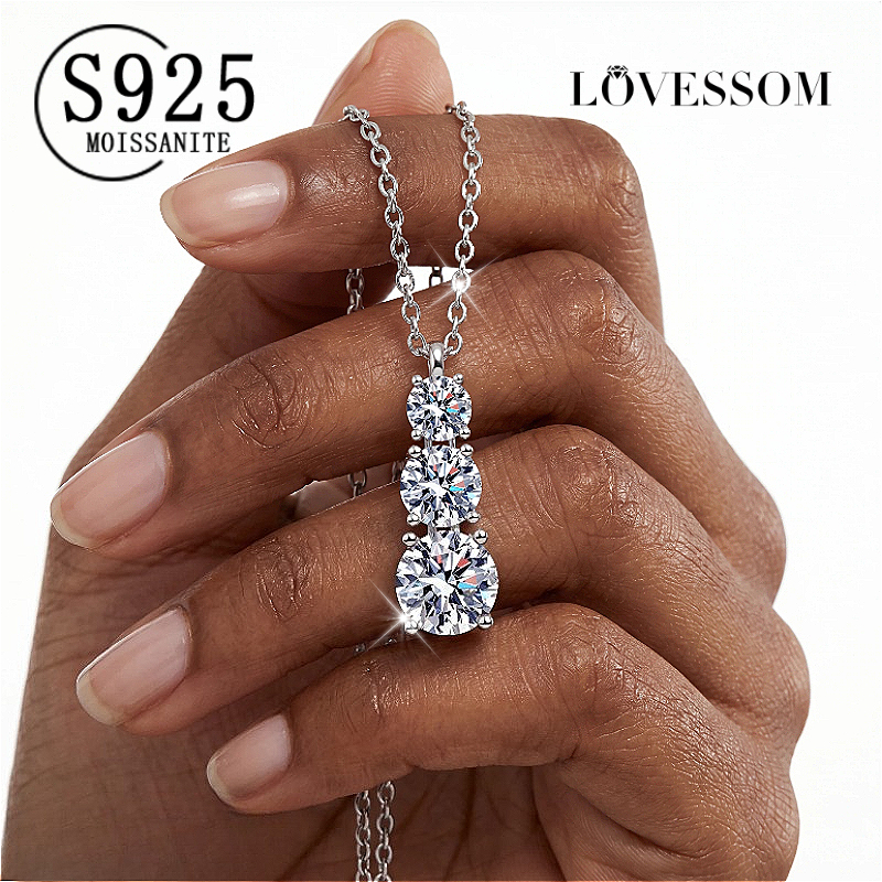 925 Sterling Silver 1.8-Carat Moissanite Silvery Style Necklace