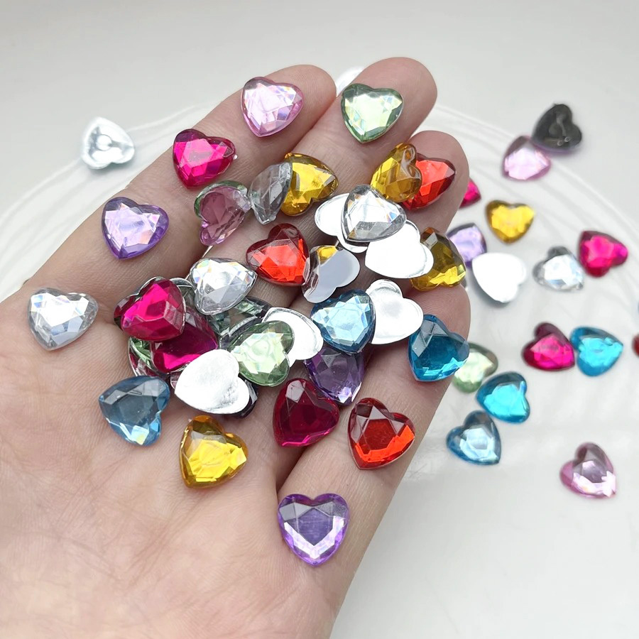 TEMU 288pcs Heart Shaped Flatback Charms - 0.8cm/0.31inch Acrylic Suitable For Diy Crafts, Nail Art, Jewelry Making, Tumbler & Clothing Decoration,