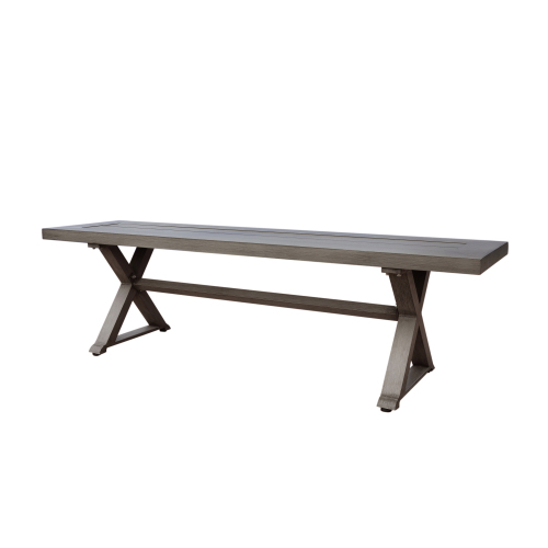 Modern Outdoor Aluminum Dining Bench with Dark Gray - Heavy-Duty All-Weather Patio Furniture, Sturdy Construction & Low-Maintenance Design for Garden, Balcony, Cafe - Durable Indoor/Outdoor Seating (No Wood Components)