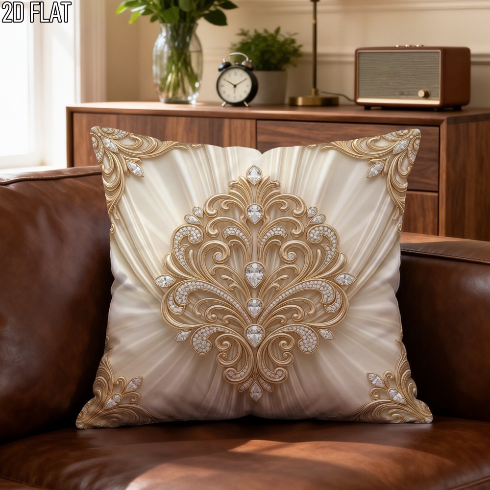 TEMU 1pc Luxury Damask Pillow Covers, Elegant Floral Throw Pillow Cases, Vintage Cushion Covers For Sofa Couch Living Room Bedroom Home Decor, Pillow
