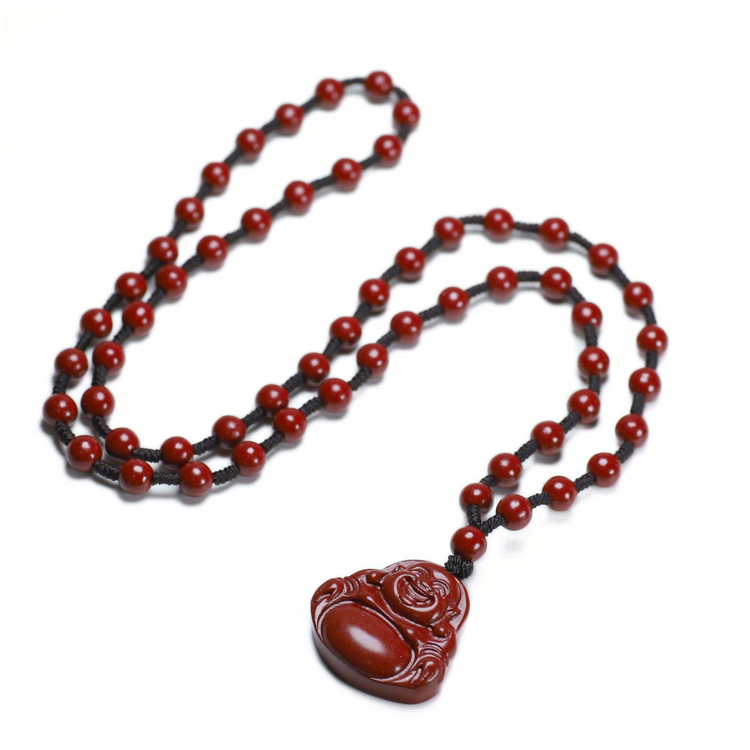 Cinnabar Smiling Character Pendant Necklace, Unisex Gift