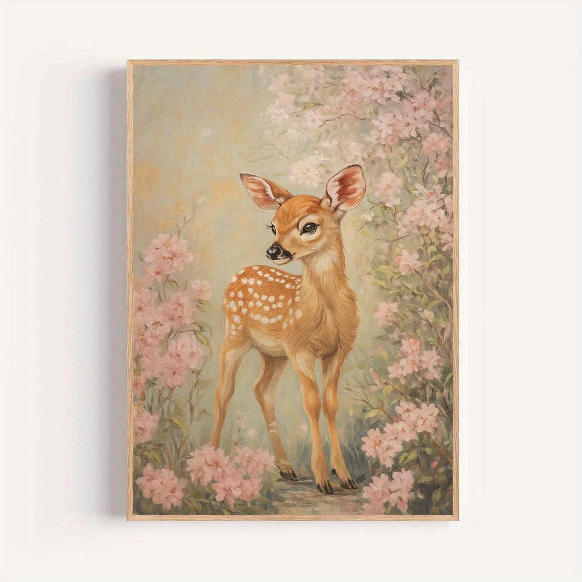 TEMU 1pc Cute Fawn Art Posters Bohemian Style Wall Decor Unframed Canvas Prints Home Decoration Hanging Pictures Room Decoration Murals Suitable For