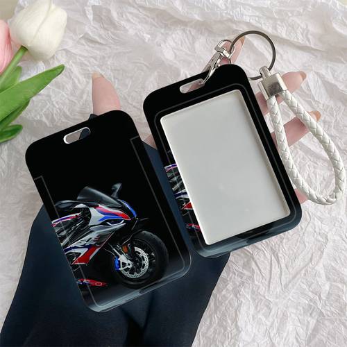 Durable Plastic ID Badge Holder with Lanyard Slide & Transparent Window - Motorcycle-Themed Design, Compatible with Credit/Debit, Metro, Bus, Cards - Storage for Nurses, , Students, Bus - Stylish ID Holder Accessory, Professional Identification, , Sturdy Construction, Public Transport