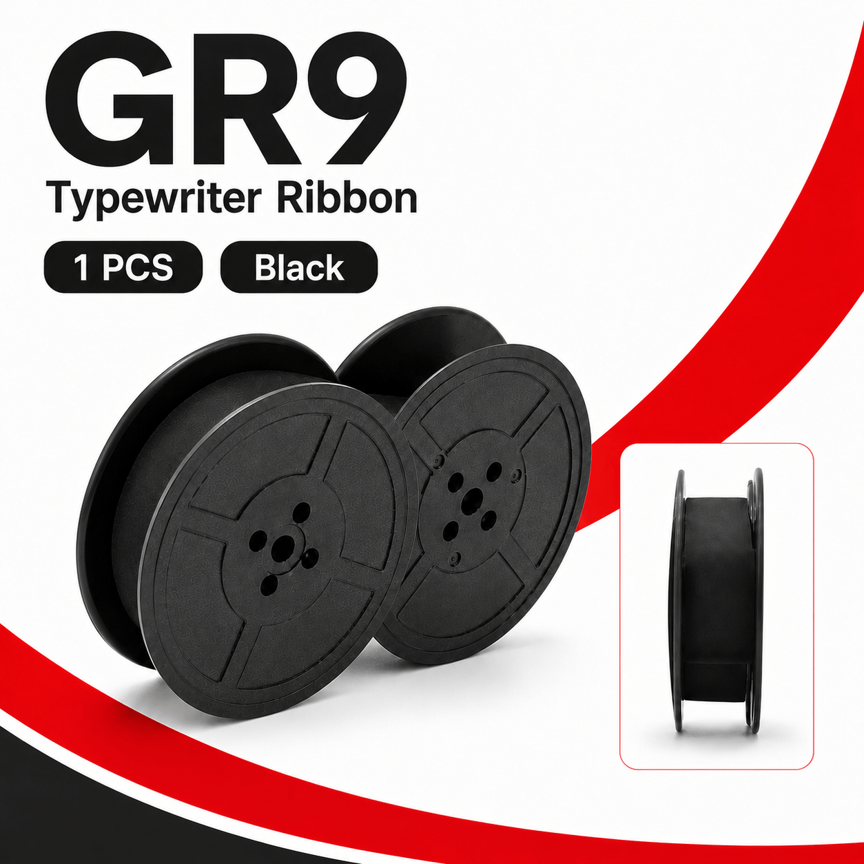 TEMU 1pc Gr9 Typewriter Ribbon Replacement, 12.7mm X 10m Twin Spool Ink Ribbon For Vintage Manual , Black/ Black-red/ Purple Options, Compatible For