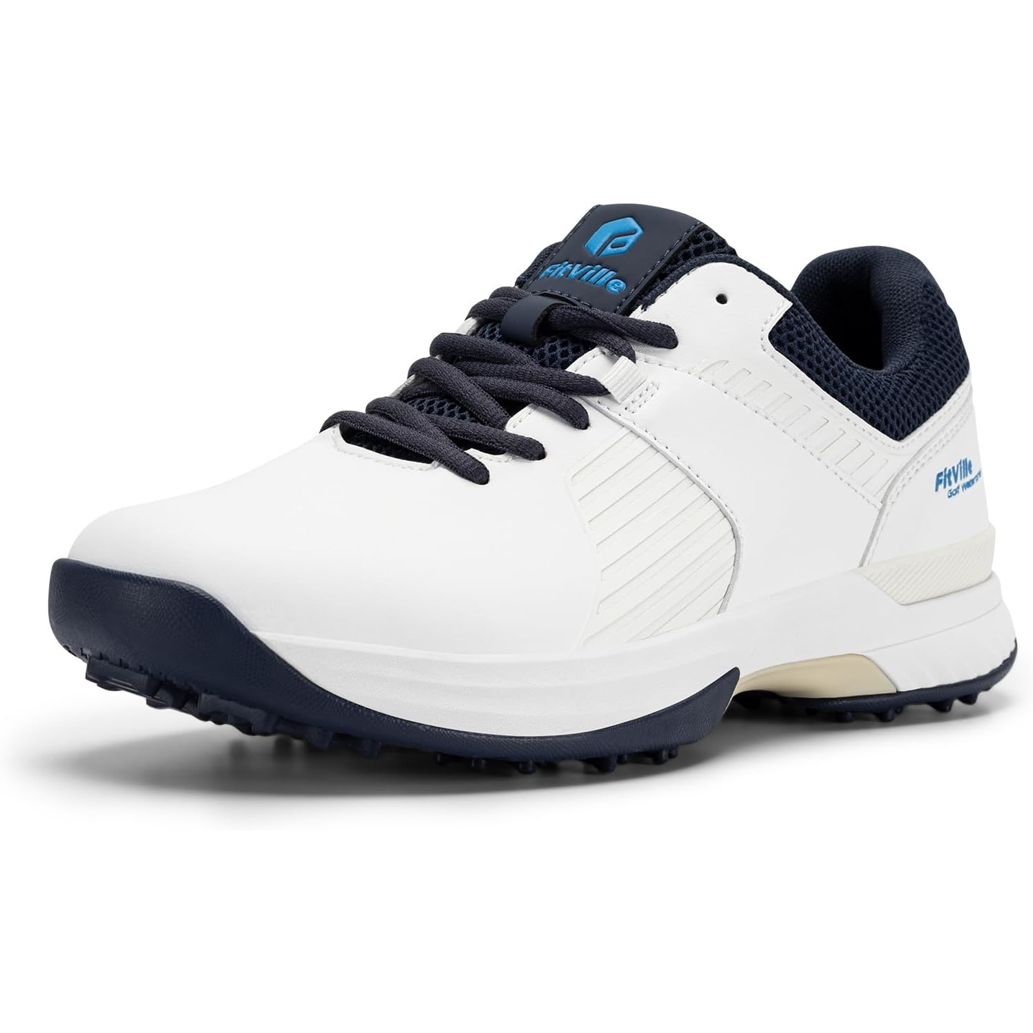 Image of Men's Wide Fit Professional Spiked Golf Shoes - Upper & Sole, Non-slip Spike Sole Suitable For , Large Size Sneakers For Golf, Casual Athletic Footwear With Wide Width
