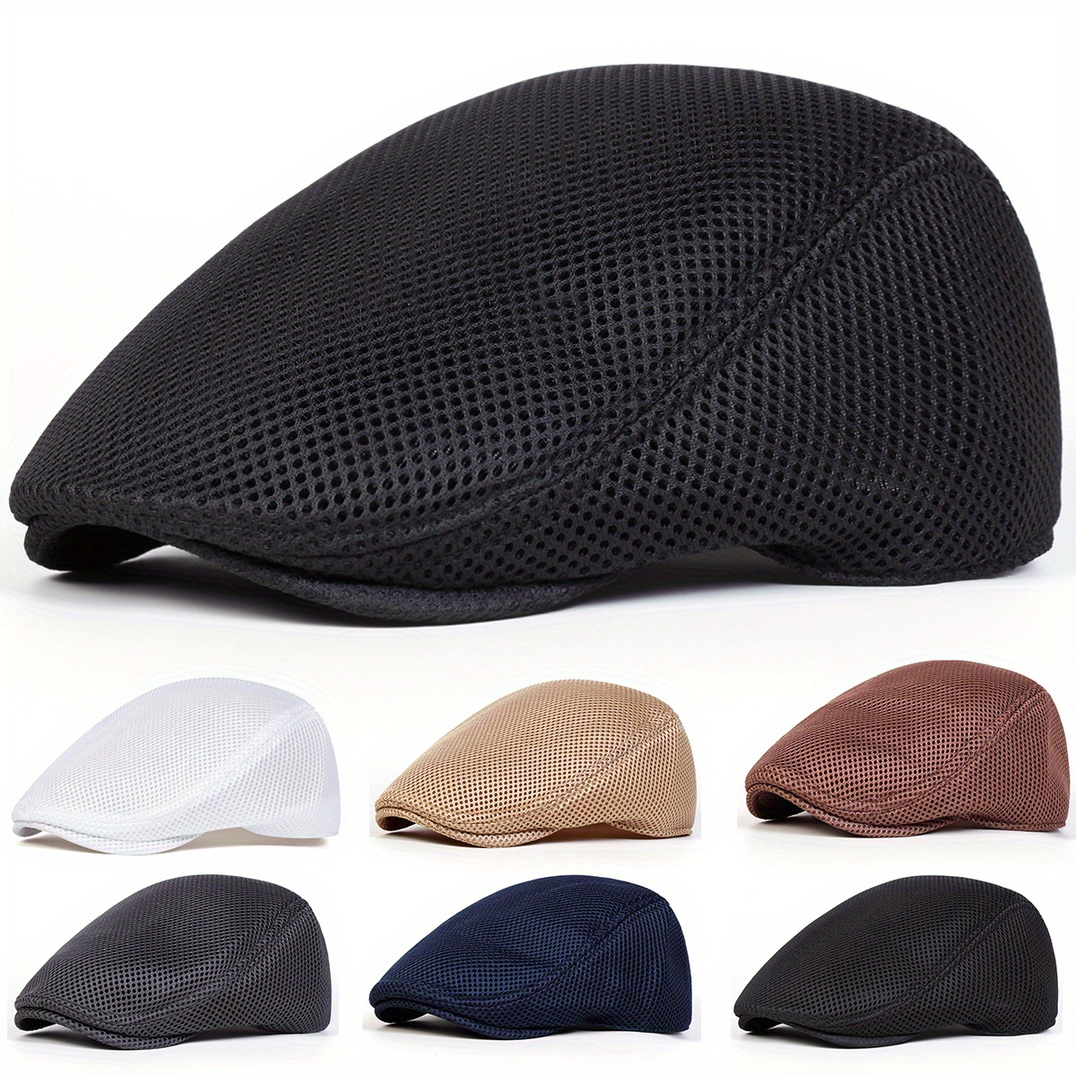 Women's Mesh Solid Color Newsboy Hat, Breathable