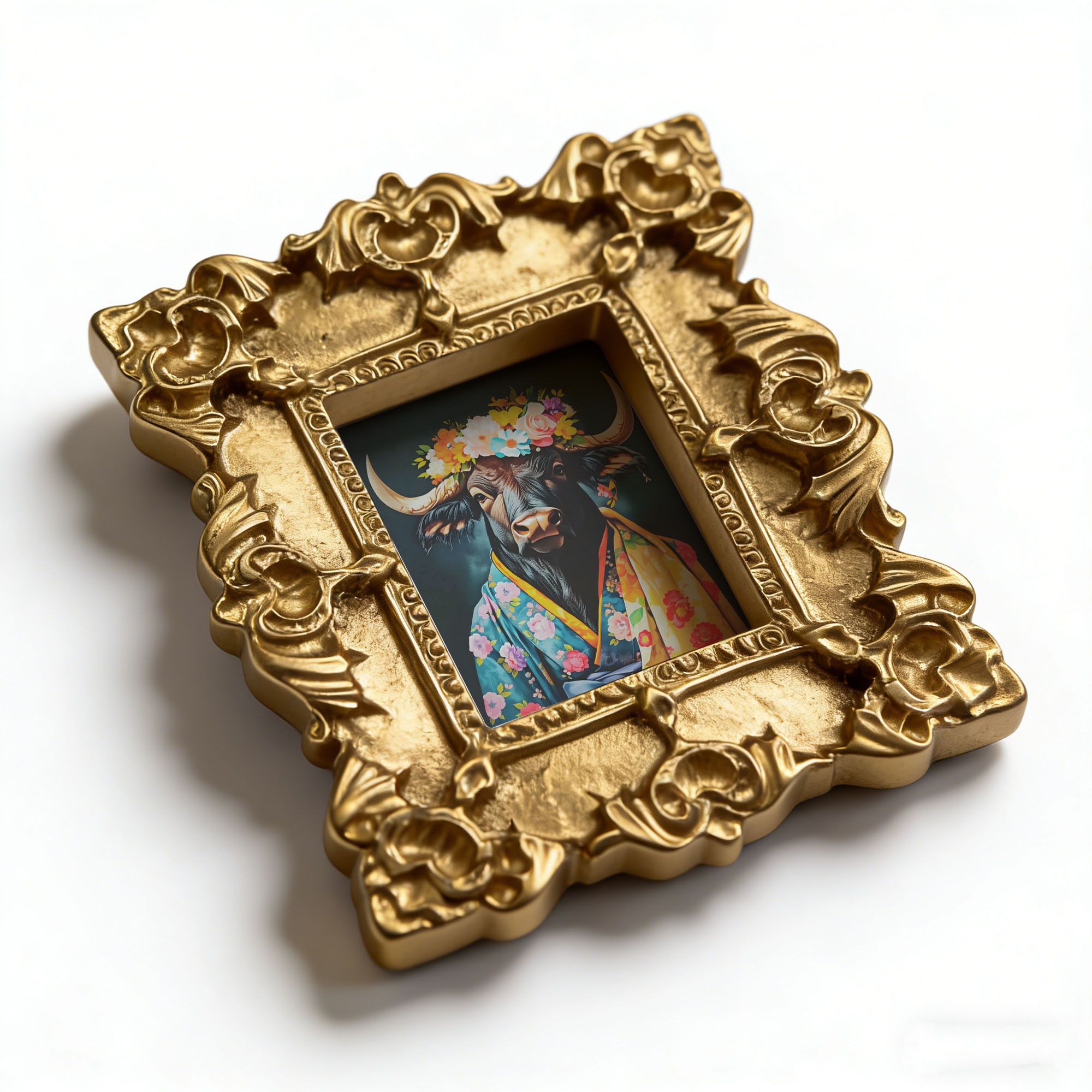 TEMU A Single Artistic Magnetic Fridge Decoration Featuring A Flower- Bull, A To Your Kitchen. This Small Magnet Showcases A Vibrant Animal Design