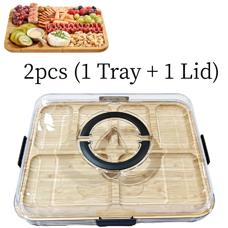 E-shop 2er-Set: Käsebrett/Schneidebrett und tragbares Holztablett (inklusive 1 Servierbrett in Lebensmittelqualität und 1 Abdeckung). Servierplatte im