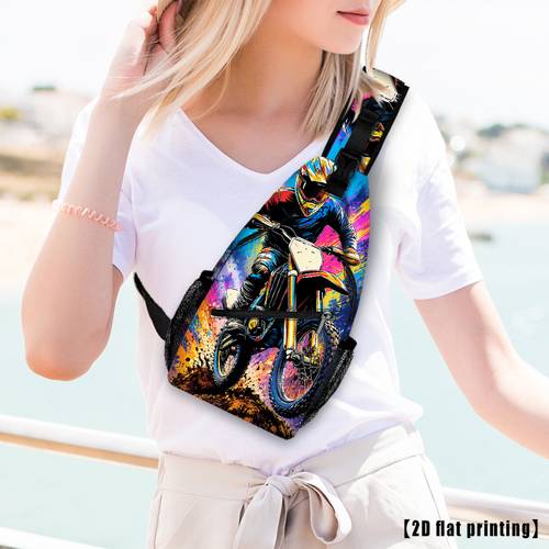artikel foto Motocross Racer, Borsttas, Multifunctionele Bedrukte Schoudertas, Lichtgewicht Crossbodytas, Schoudertas voor . Geschikt voor: Kamperen, Informele Bijeenkomsten, Feestjes. Unisex, Verstelbare Schouderband, Ritssluiting.