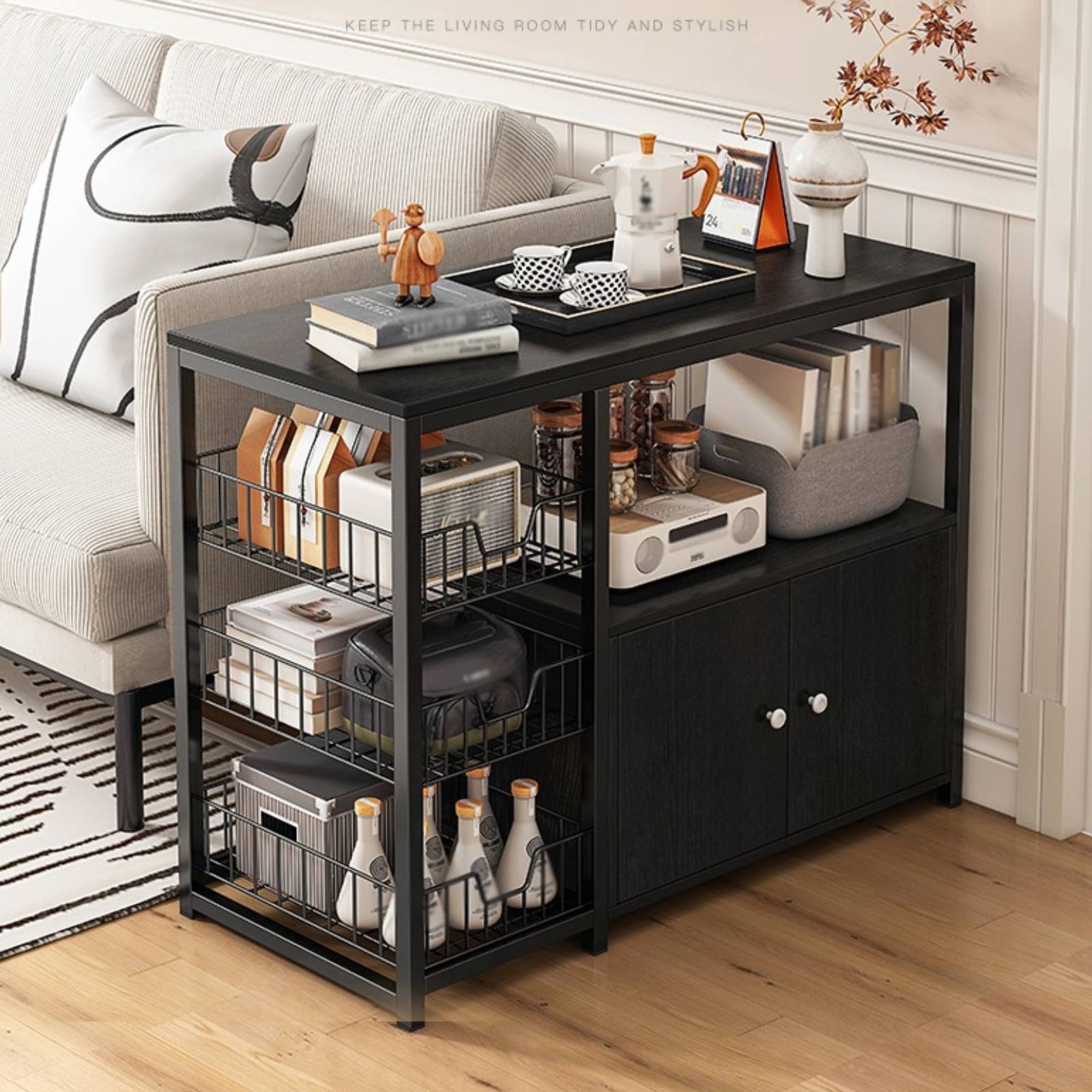 TEMU Storage Shelves, 3-tier Kitchen Shelves With 3 Wire Baskets, Kitchen Organizers And Storage, Metal Shelf Rack For Garage, Pantry, Bathroom,