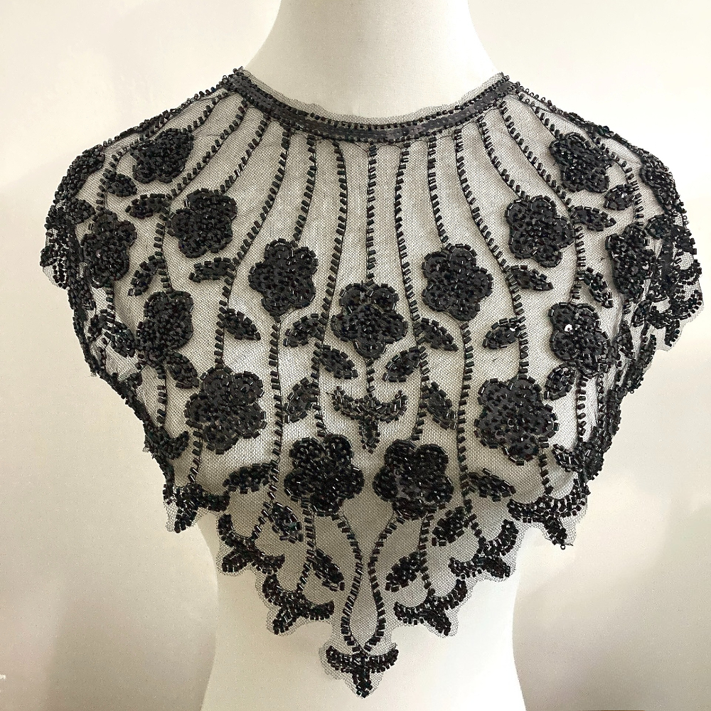 50cm Pleated Lace Trim, Floral Element Beaded Mesh