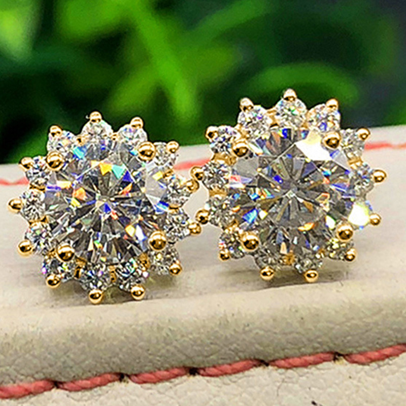 TEMU 1 Pair Classic Inlay Zirconia Flower Studs For Women Daily Casual Vacation Fashion Additions