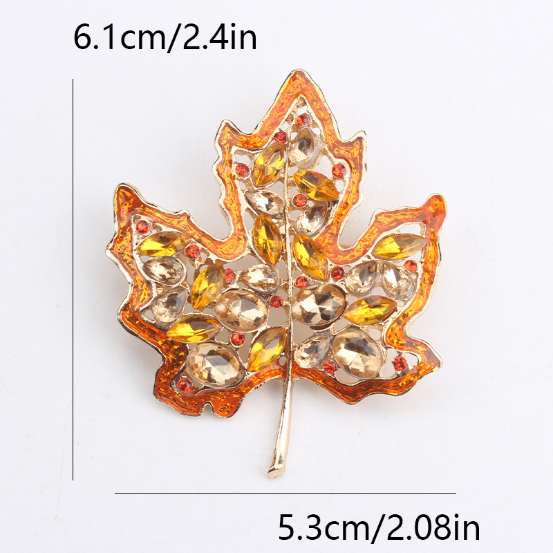 1pc vintage maple leaf brooch pin   encrusted irregular shaped creative personality accessory for women details 3