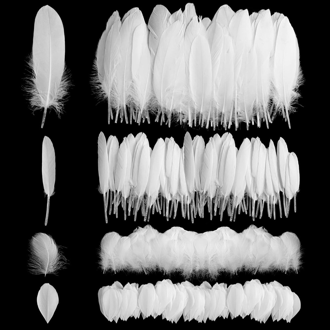 TEMU 2026 New Style 200pcs White Set 4 Different Specifications Soft Velvet Shaping Embellishment Set Multi-style Handmade Additions Wedding Scene,