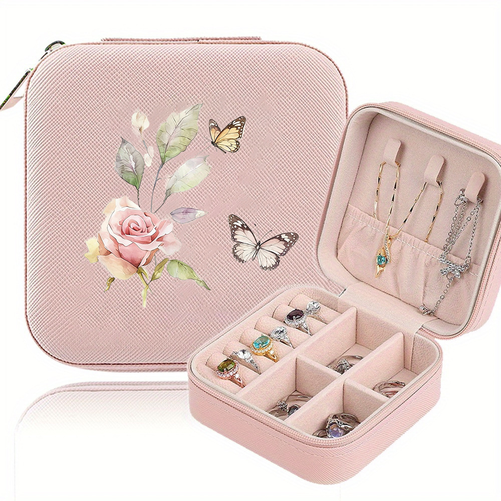 TEMU Boîte à Bijoux de Voyage Mini Portable, Idéale pour Organiser Bagues, Pendentifs, Boucles d'Oreilles et . Dotée d'un Étui à Bijoux Doublé avec