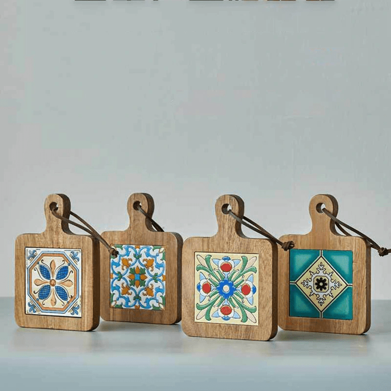 

4pcs Wooden Trivets - - - Table , Mat, , Synthetic