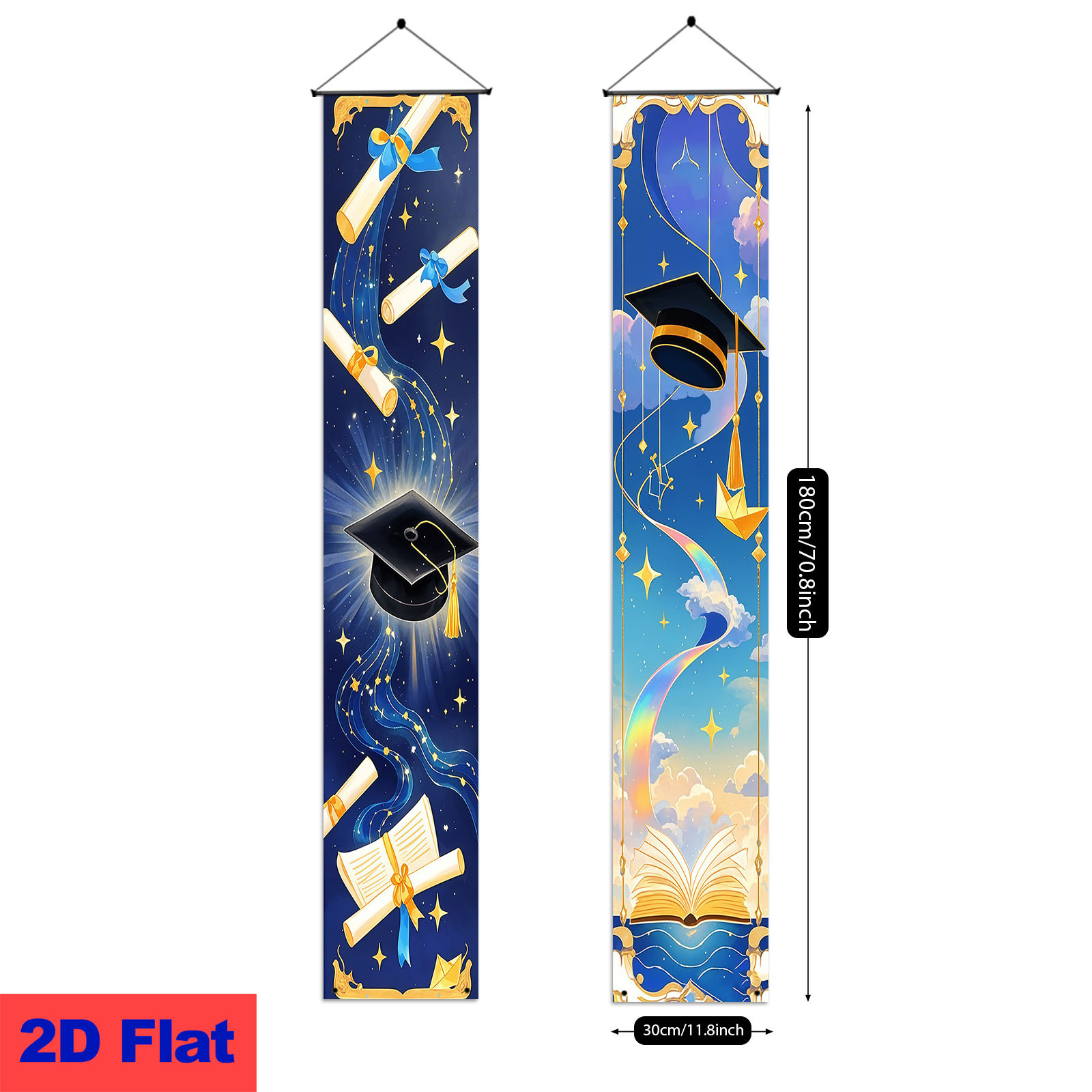 TEMU Bannière de fête de de diplôme, plate 2D, lot de , en , sous étoilé bleu , avec une de diplômé et un de diplôme à gauche, et une de diplômé, un