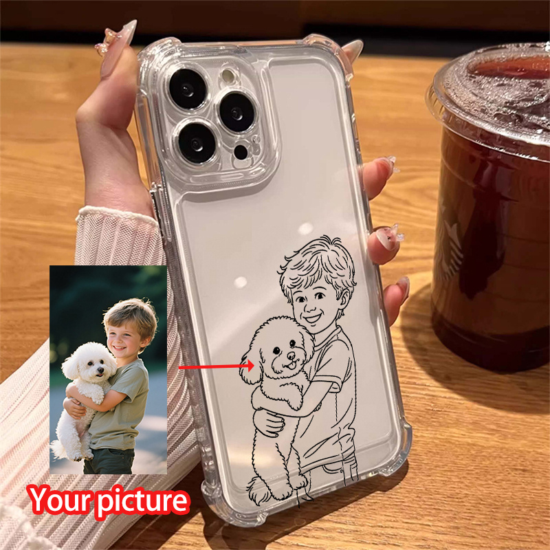 E-shop Handyhülle - Transparente, quadratische Anti-Fall Softcase, personalisiertes, handgemaltes Design mit bedrucktem Foto, individuelles
