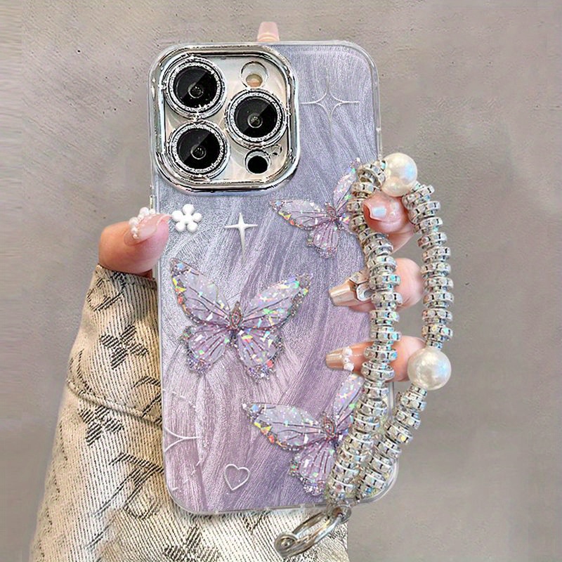 The Protective Cover for Iphone Models 16, 15, 14, 13, 12, And 11 Showcases The Well-Liked Butterfly Pattern for The Apple 16 Pro Max And 15 Pro. It Comes with a Complete Protective Shell And a Strap for Added Safety. - Image 7