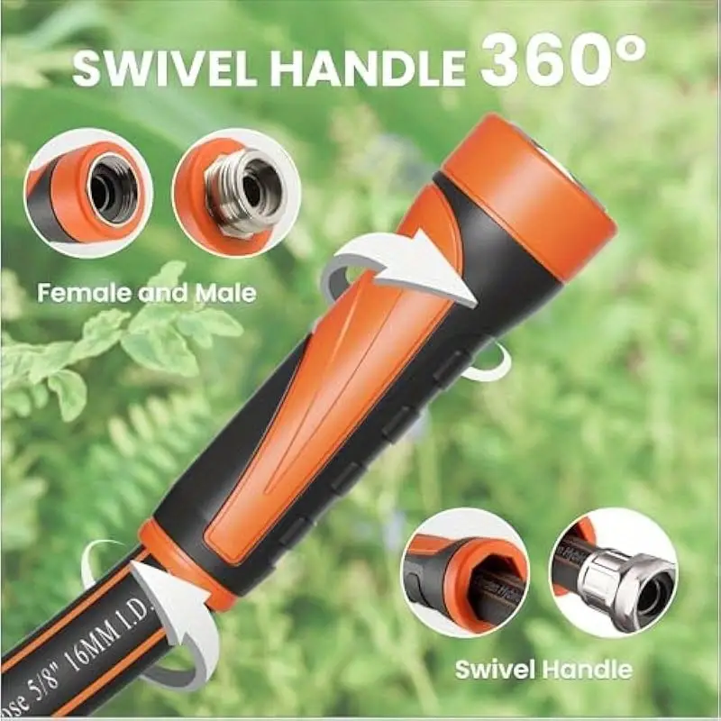 3ft x 5 8 short flexible water hose heavy duty lightweight 600 psi strength leak proof nickel fittings swivel handle all weather rubber polyester for outdoor yard garden lawn care male to female connectors quick connect hose fittings yard irrigation durable construction Product details 2