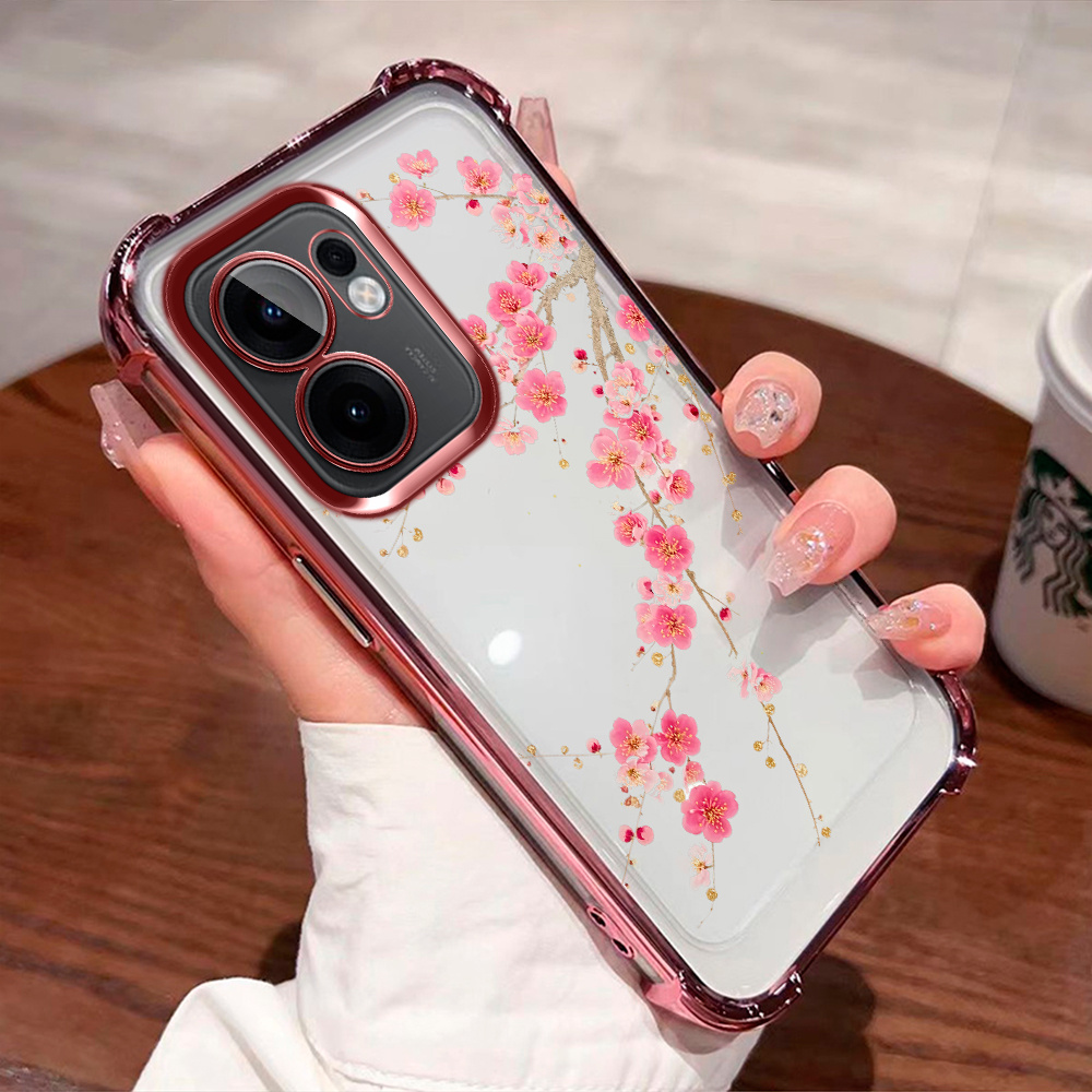 TEMU Phone Case: "for Oppo Reno Reno 13f, Clear Phone Case With 4-corner Drop Protection, Scratch Resistant Camera Lens Protector Cover"
