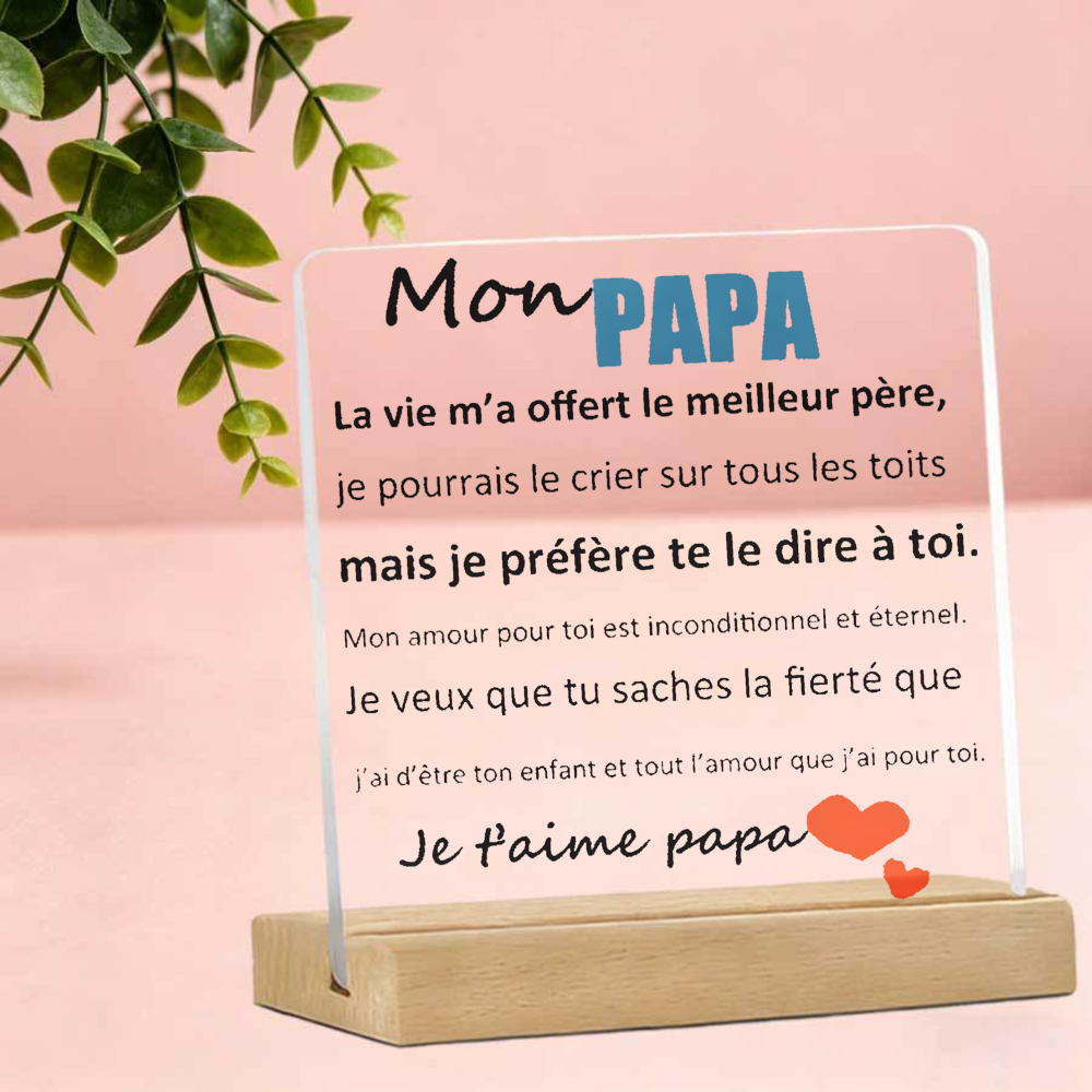 TEMU Panneau sur pied 2D plat pour des Pères française, cadeau pour papa / cadeau de des Pères, ornement décoratif de bureau, exprimant et la pour le