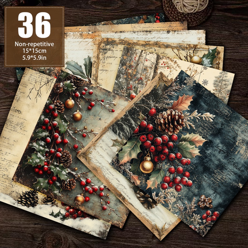 Image of 36 Decorative Ball Paper, Decorative Paper, Material Paper, Background Paper, Journaling Paper Suitable For Handmade Background Decoration Junk Journal Background Card Mat Gift Wrapping Greeting Card