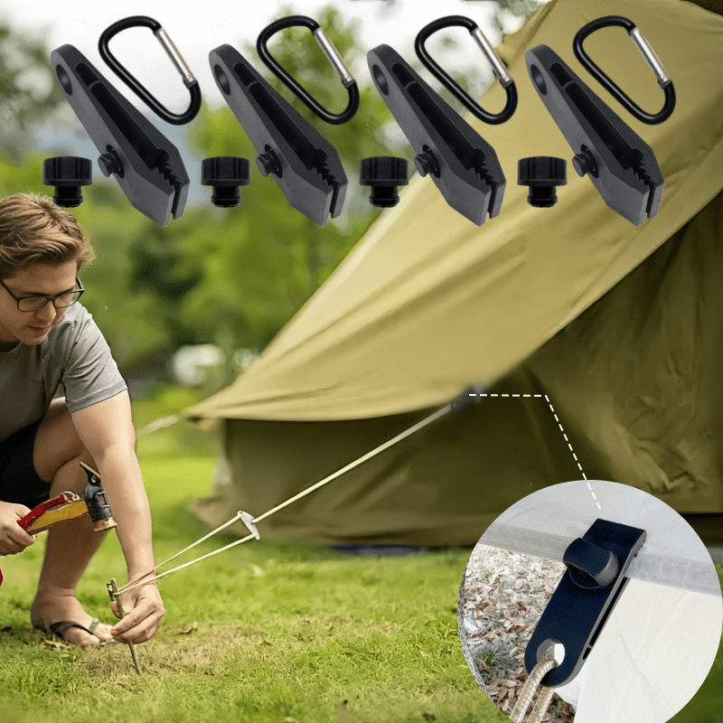 E-shop 8er-Packung robuste, verstellbare Zeltclips und -schlösser mit Haifischzahn-Design, langlebige, hochfeste ABS Outdoor-Campingausrüstung für