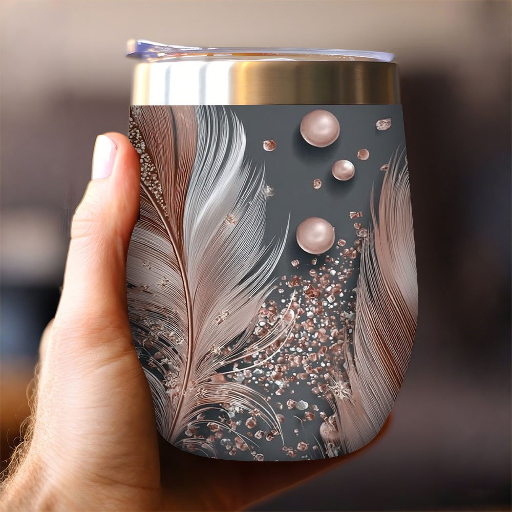 Magnificent Feathers 1pc 12oz Small Capacity Stainless Steel, Cup With Lid, Cute Water Cup, Perfect For Picnics & Road Trips