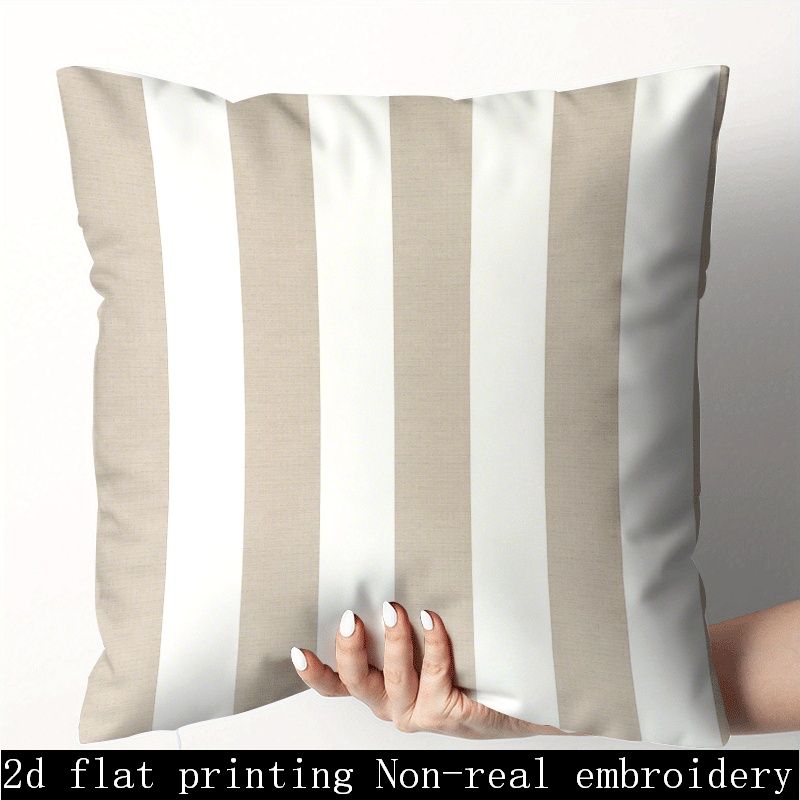 E-shop 2D Flat - Einzelner, weißer Hintergrund mit braunem, vertikalem Streifenmuster Kissenbezug, 18*18 Zoll/45*, 2D einseitiger Druck, mit
